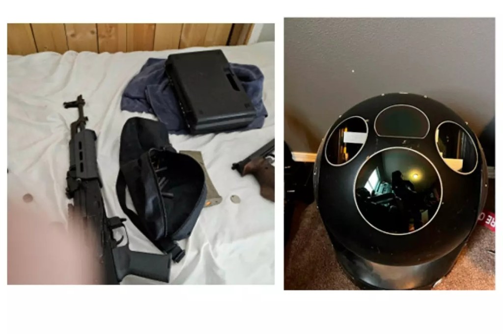 Seized weapons and a device.