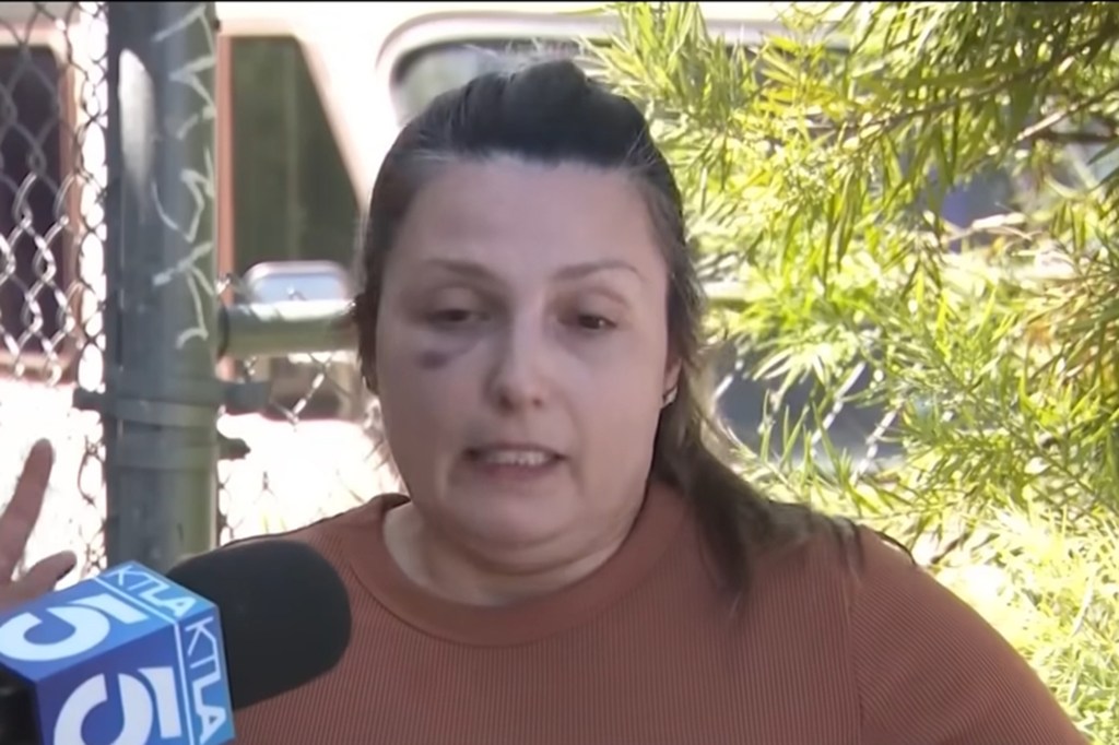 Rebecca Haro speaking to a reporter about the disappearance of her 7-month-old son.