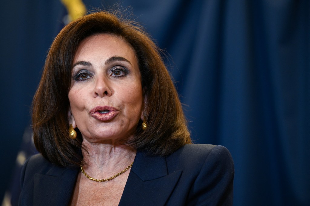 US Attorney for the District of Columbia Jeanine Pirro speaks during a press conference in Washington, DC, on Aug. 12, 2025.