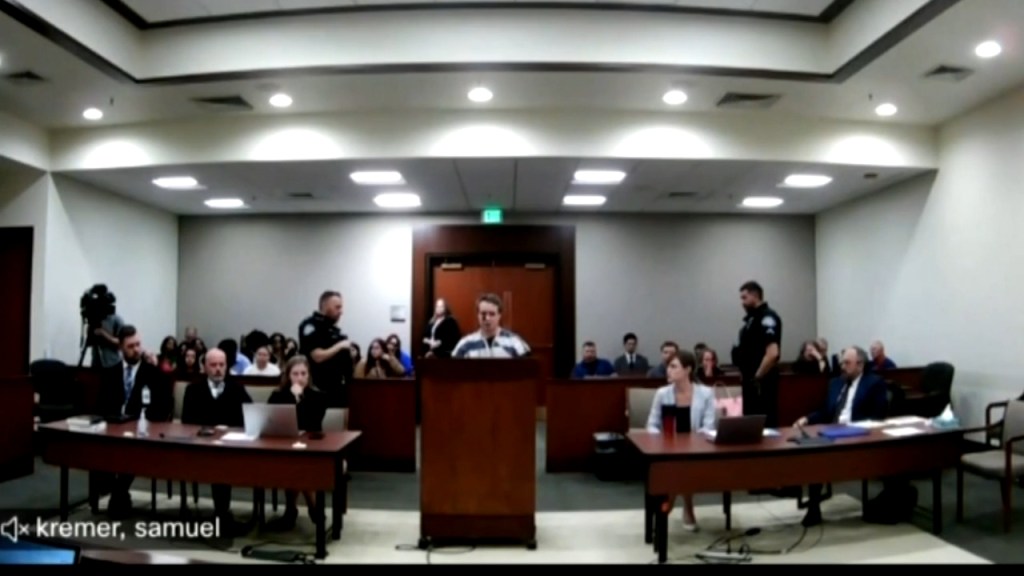 Orest Schur speaks to the courtroom during his sentencing hearing in Aurora, Colorado on Aug. 15, 2025.