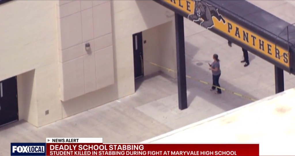 Aerial view of Maryvale High School after a deadly school stabbing.