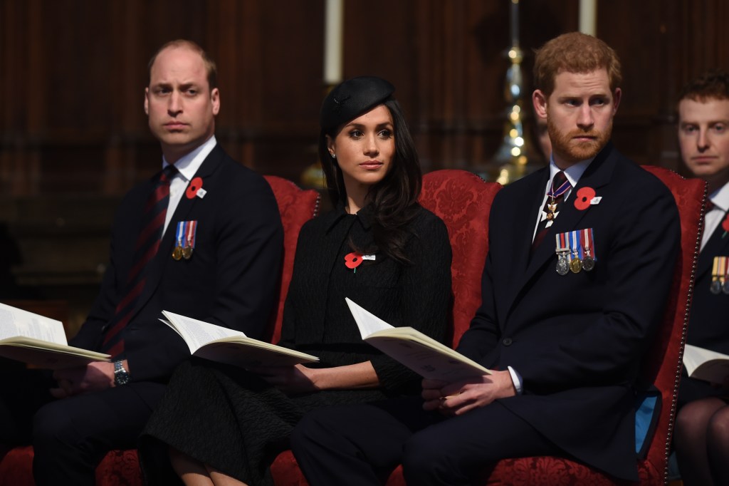 Prince William, Meghan Markle and Prince Harry in April 2018