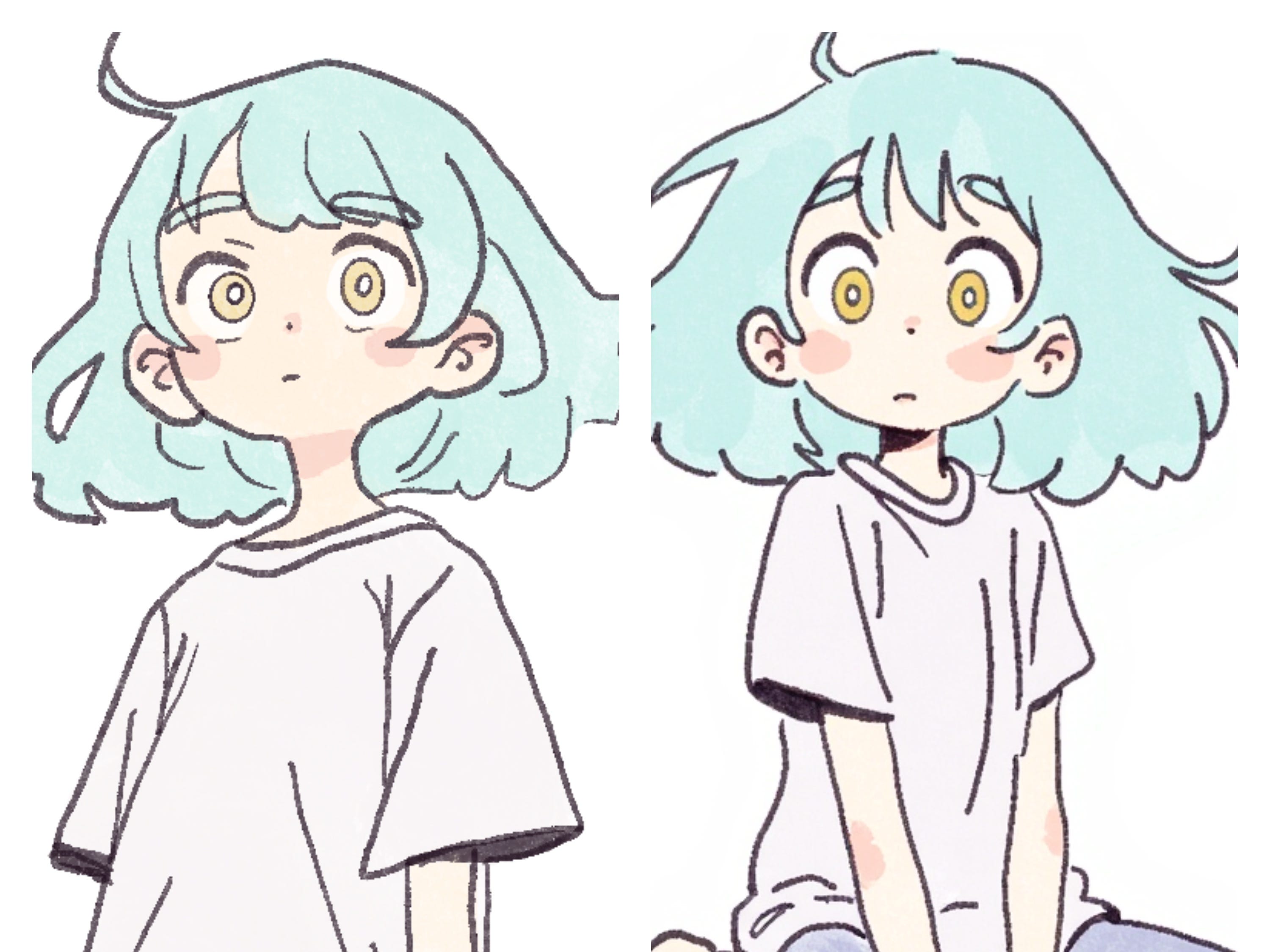 Left, an illustration Minta Carlson of Moonvalley's Asteria made next to an unedited one made with a model she trained.
