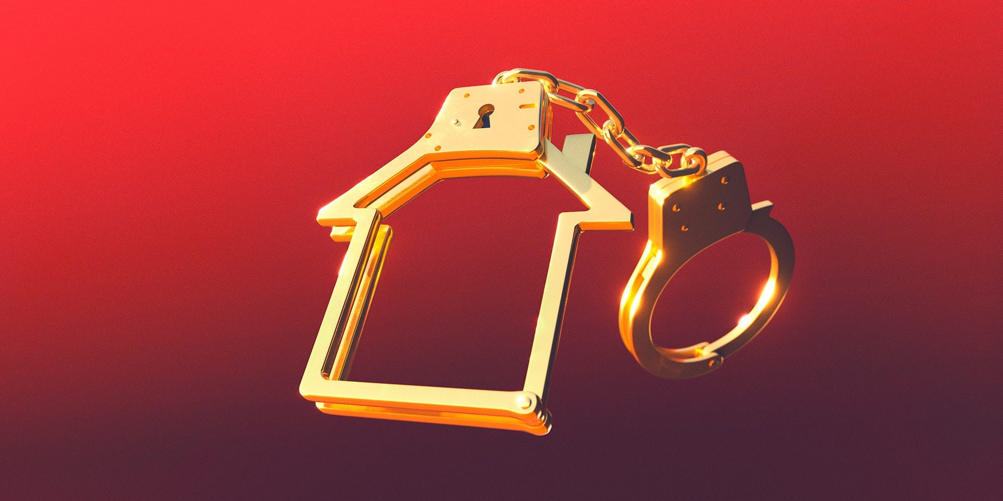 Image of a handcuff with a house on it