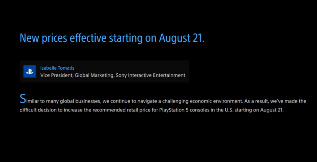 Sony Announces PS5 Price Increases