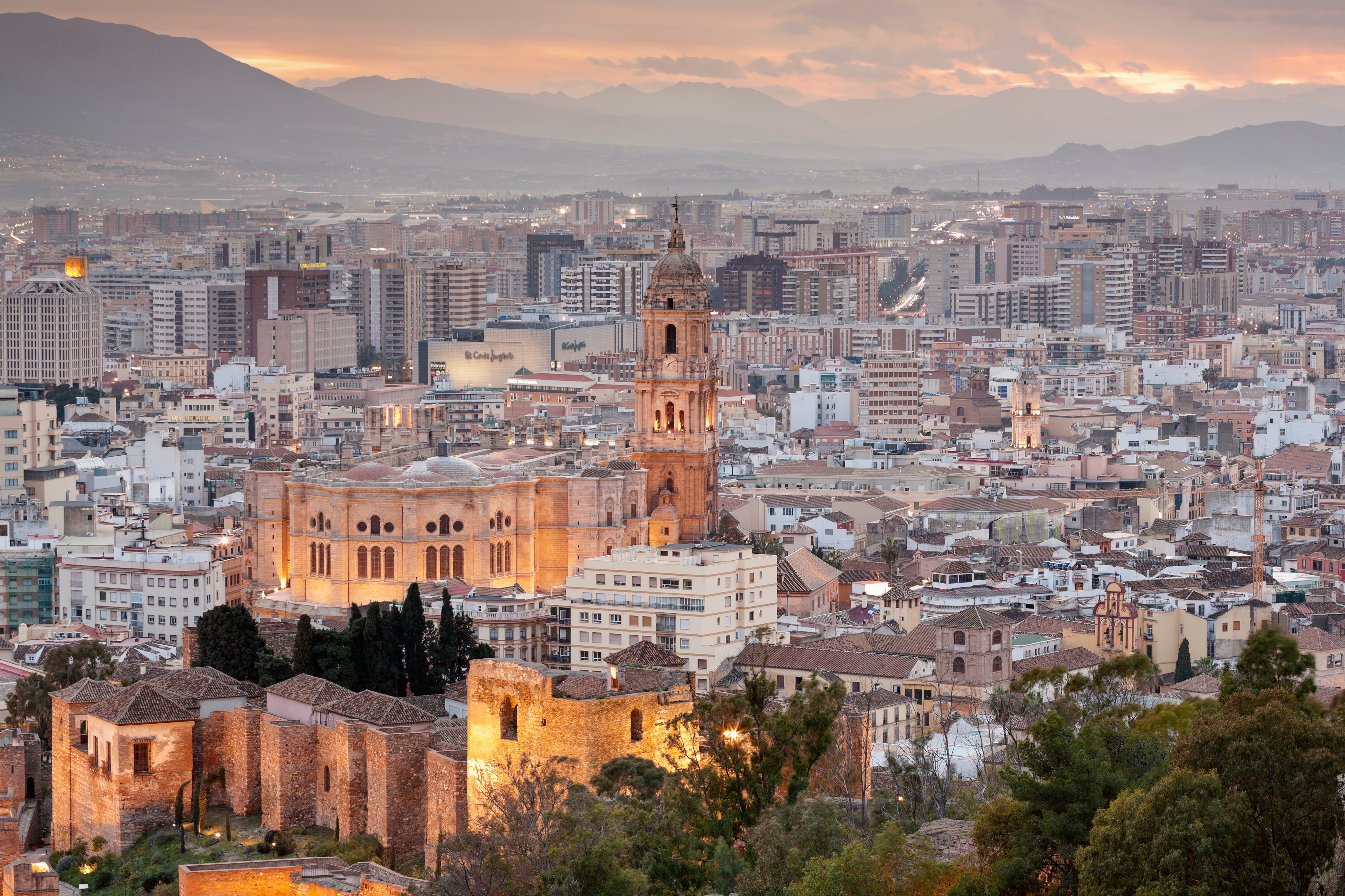 Aerial view of Málaga, Spain.