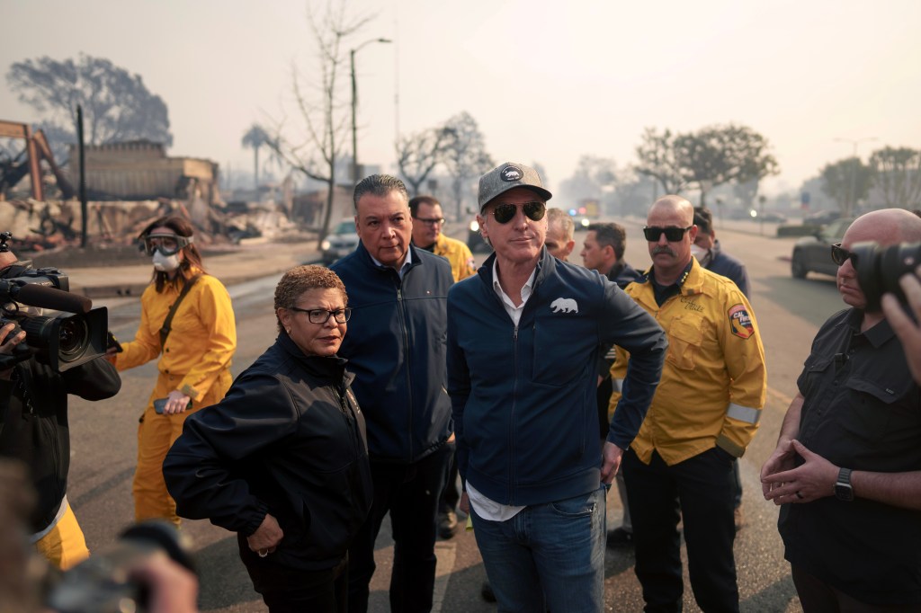 Governor Newsom and Mayor Bass surveying fire damage in Los Angeles.