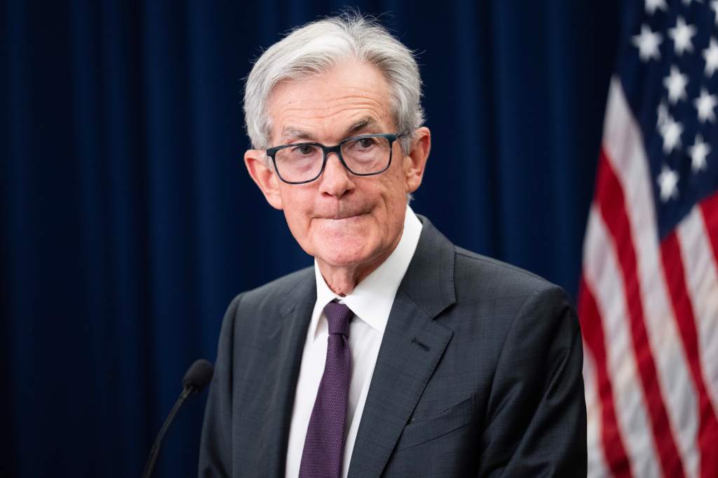 Jerome Powell at a news conference.
