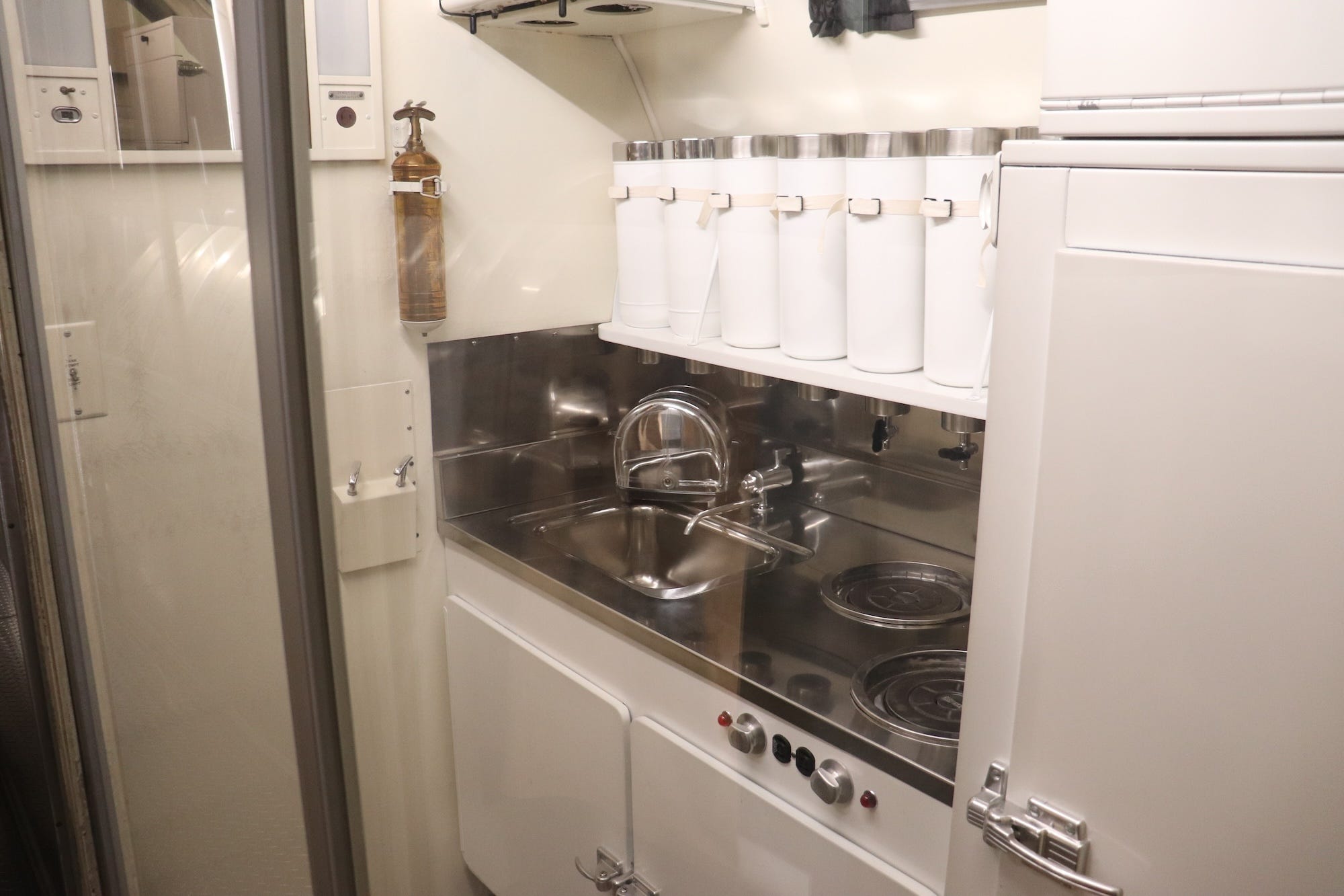 The galley on board the Sacred Cow.