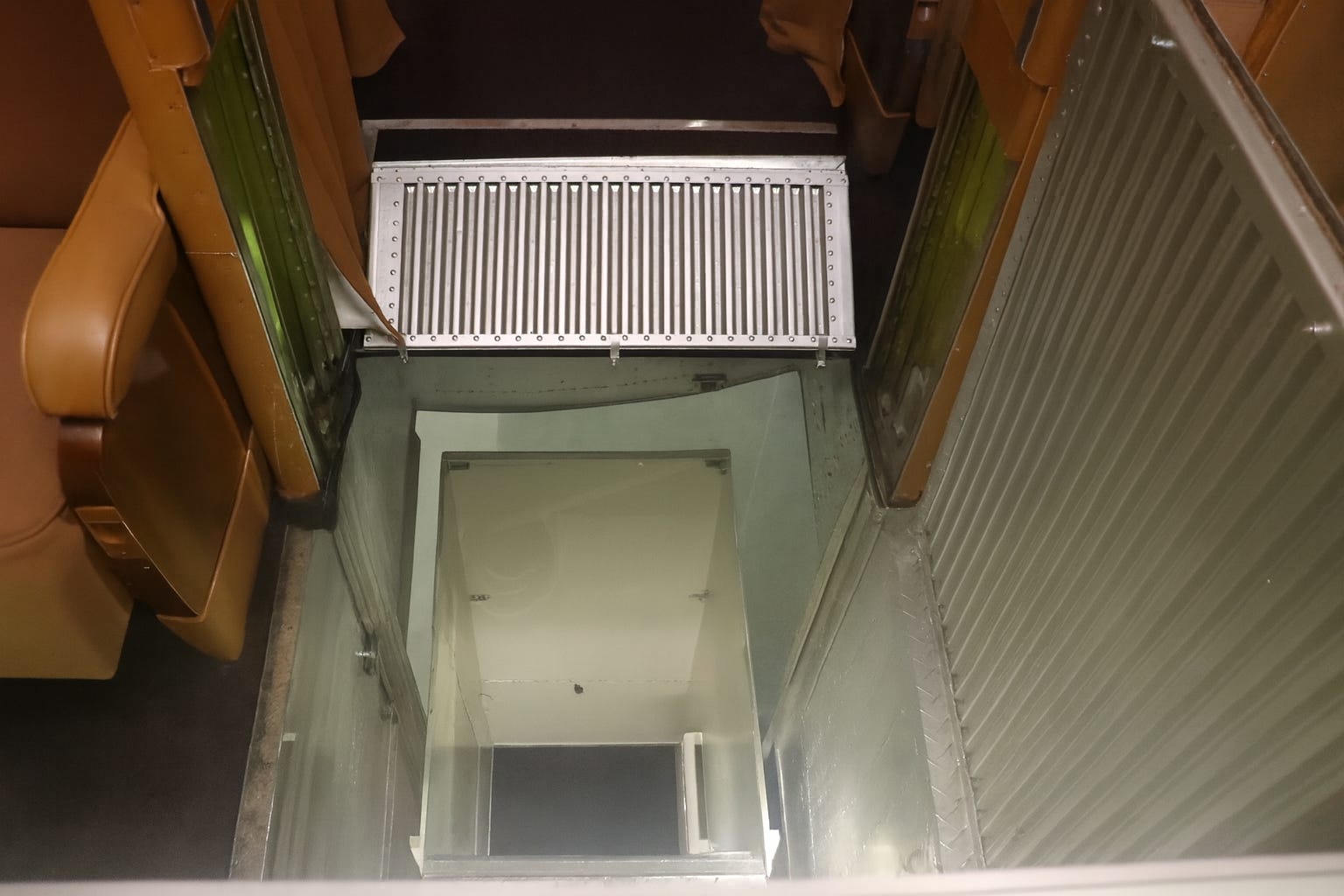 The elevator shaft in the Sacred Cow.