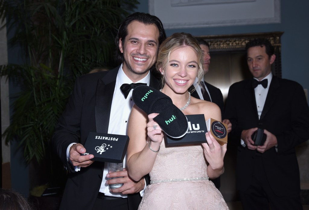 Jonathan Davino and Sydney Sweeney attend Hulu's 2018 Emmy Party at Nomad Hotel Los Angeles.