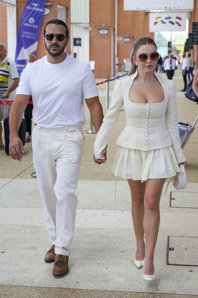 Sydney Sweeney and her fiancé Jonathan Davino were seen leaving Venice hand in hand