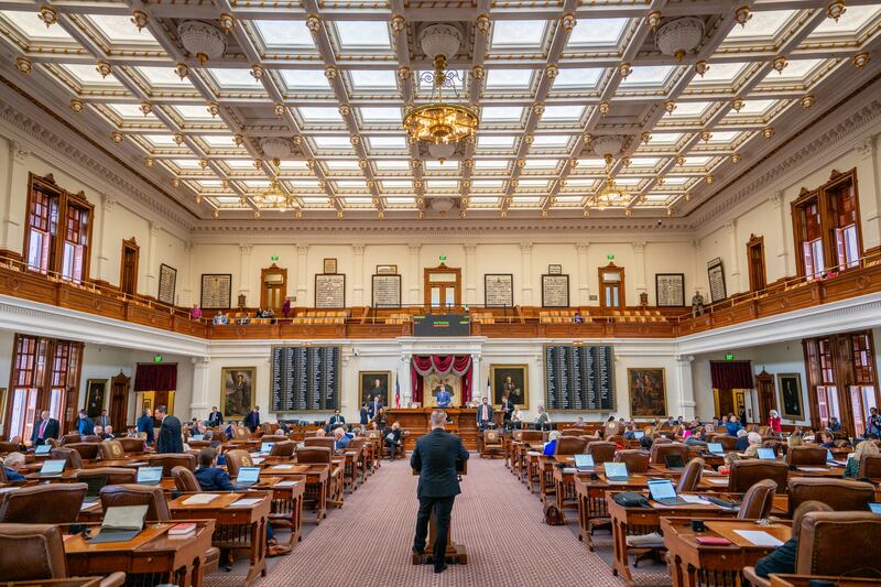 Texas Democratic Rep. Joe Moody debates the newly introduced redistricting bill during a House meeting in the State Capitol on August 20, 2025.
