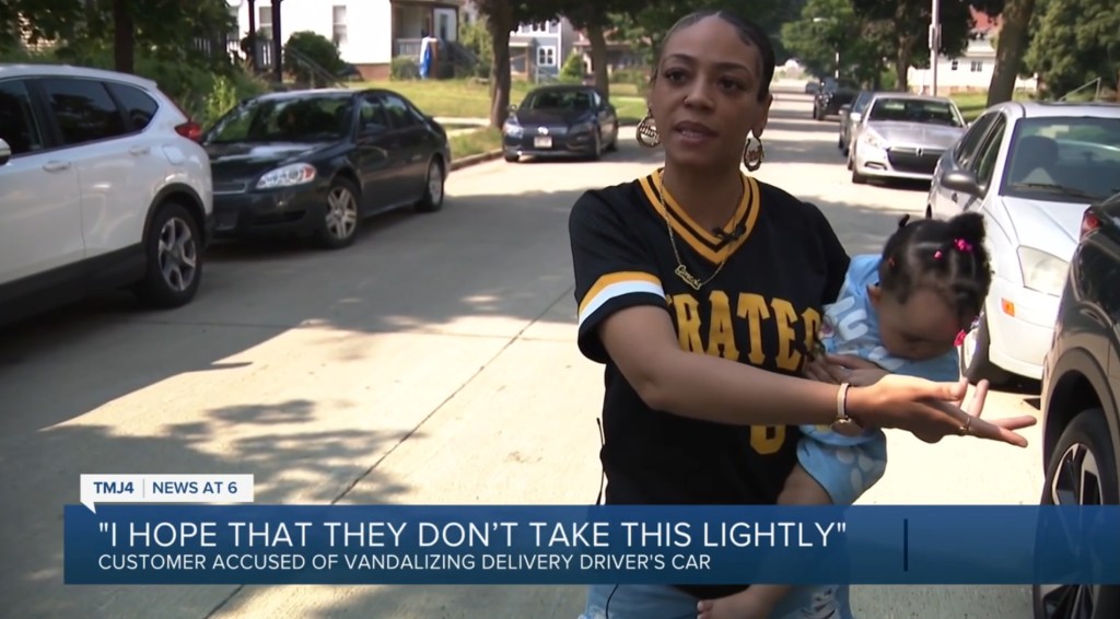 Faith Morris, DoorDash customer accused of damaging delivery driver's car.