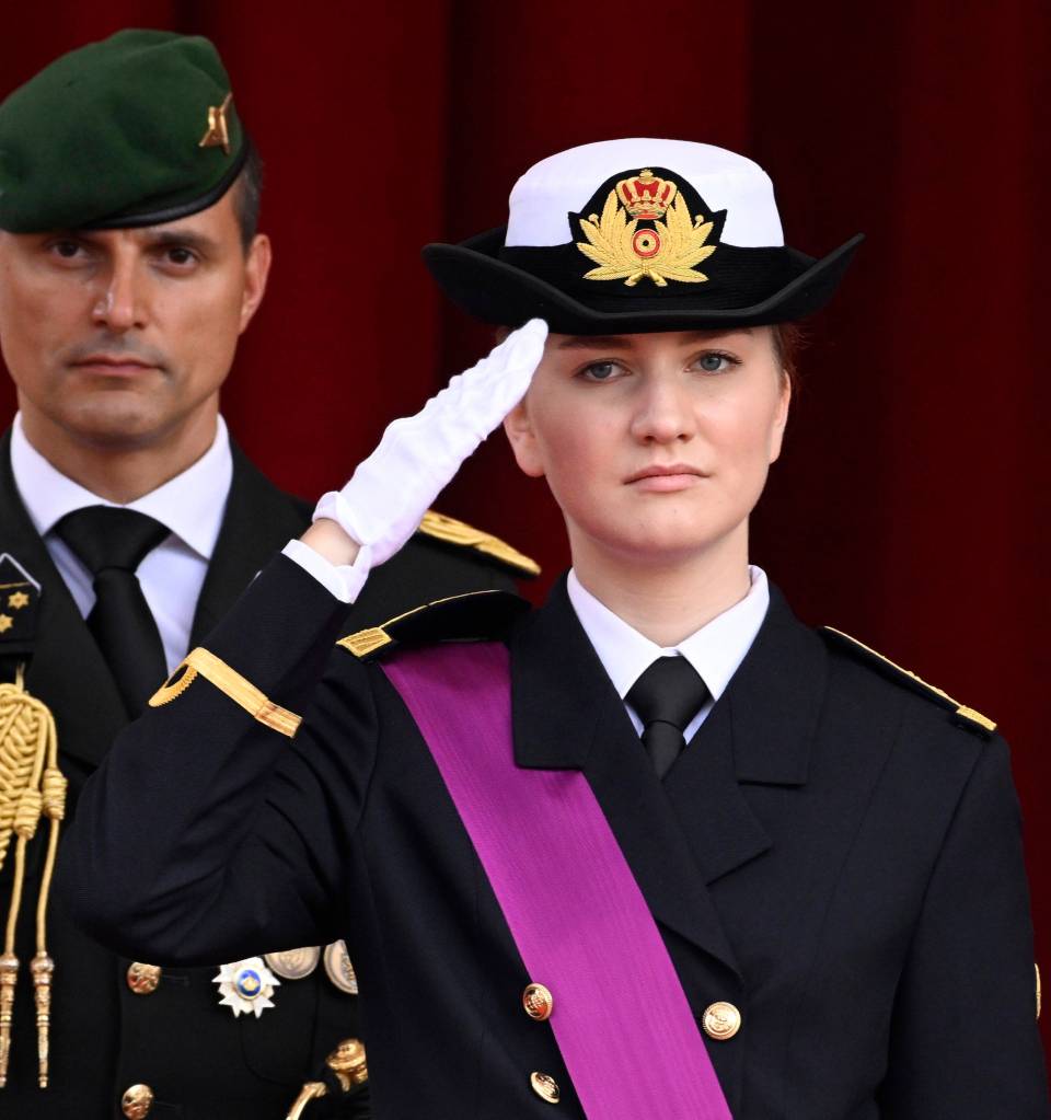 Princess Elisabeth of Belgium during the military and civilian parade for the national Day 2025 on the Place des Palais