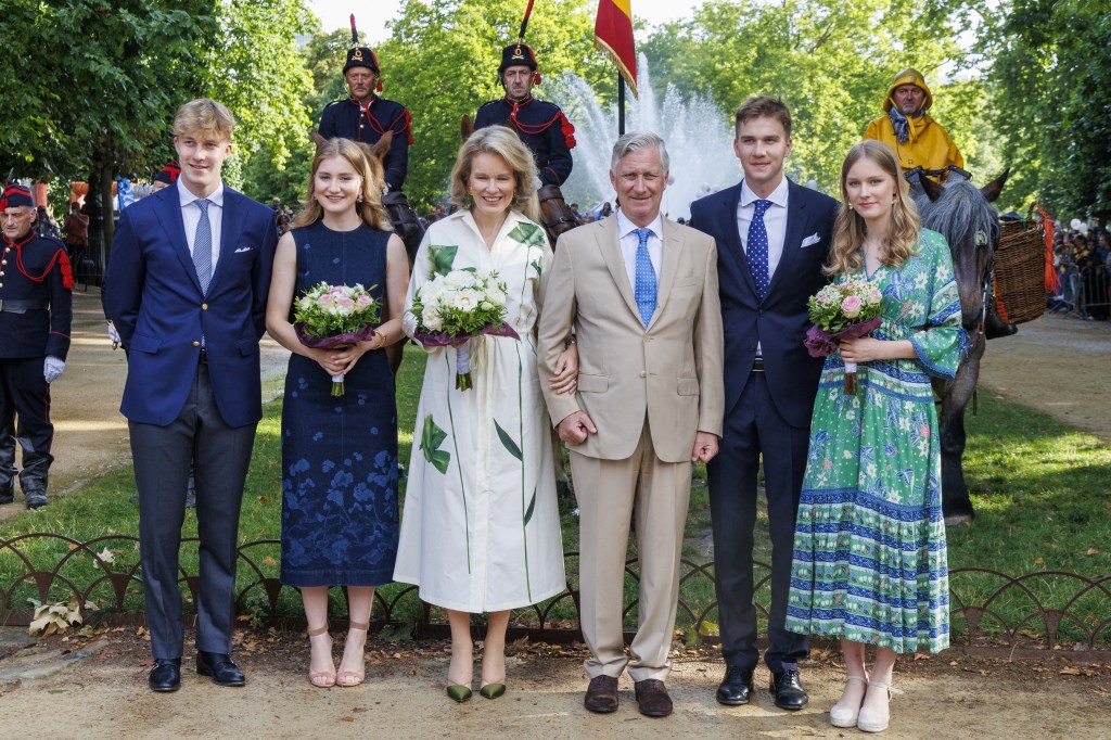 Crown Princess Elisabeth, Queen Mathilde of Belgium, King Philippe - Filip of Belgium, Prince Gabriel and Princess Eleonore.