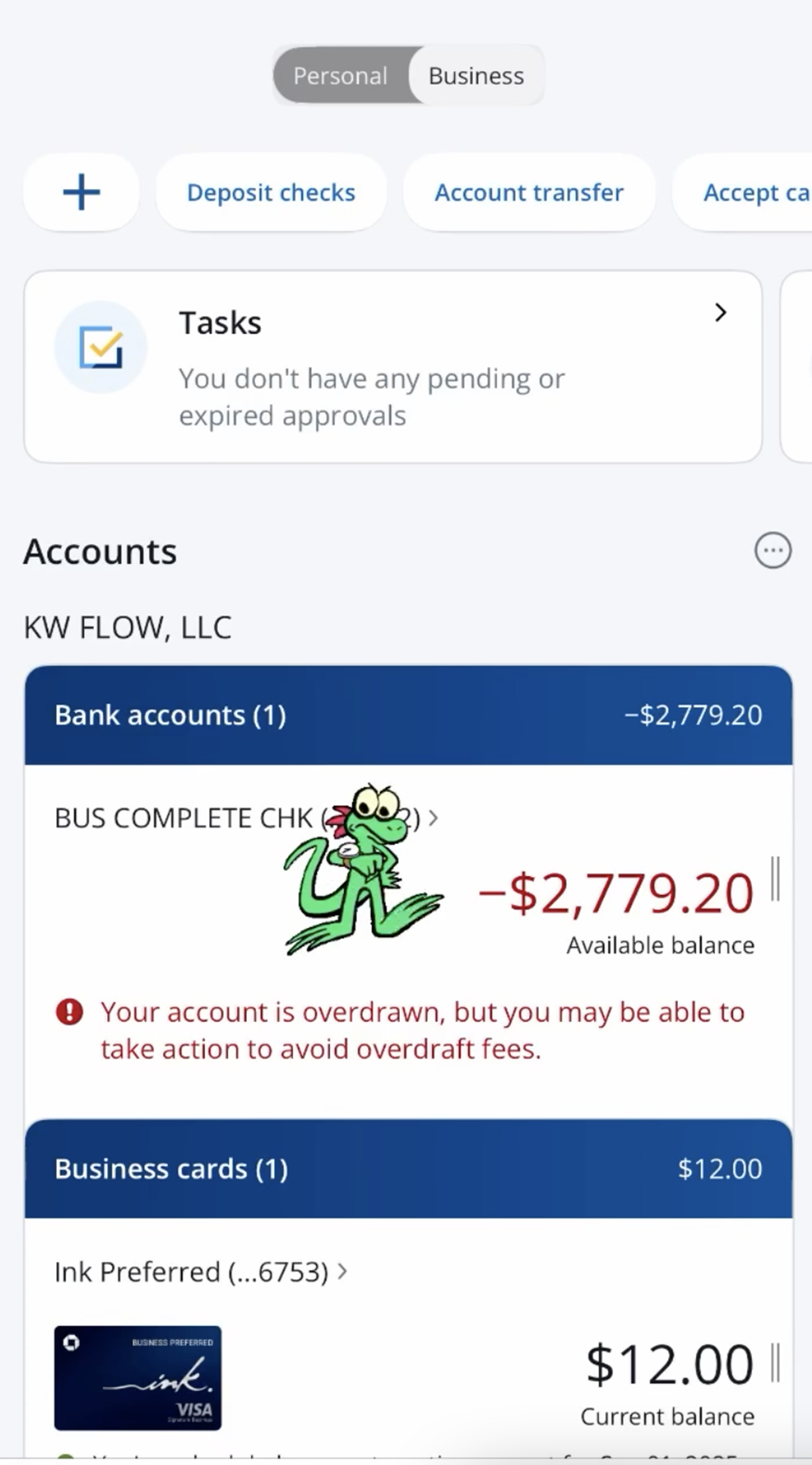 Kelley Wolf's bank account
