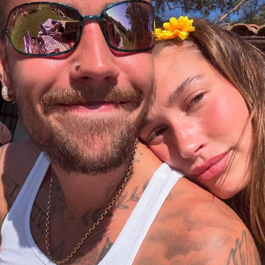 Justin Bieber and Hailey Bieber in a selfie. 