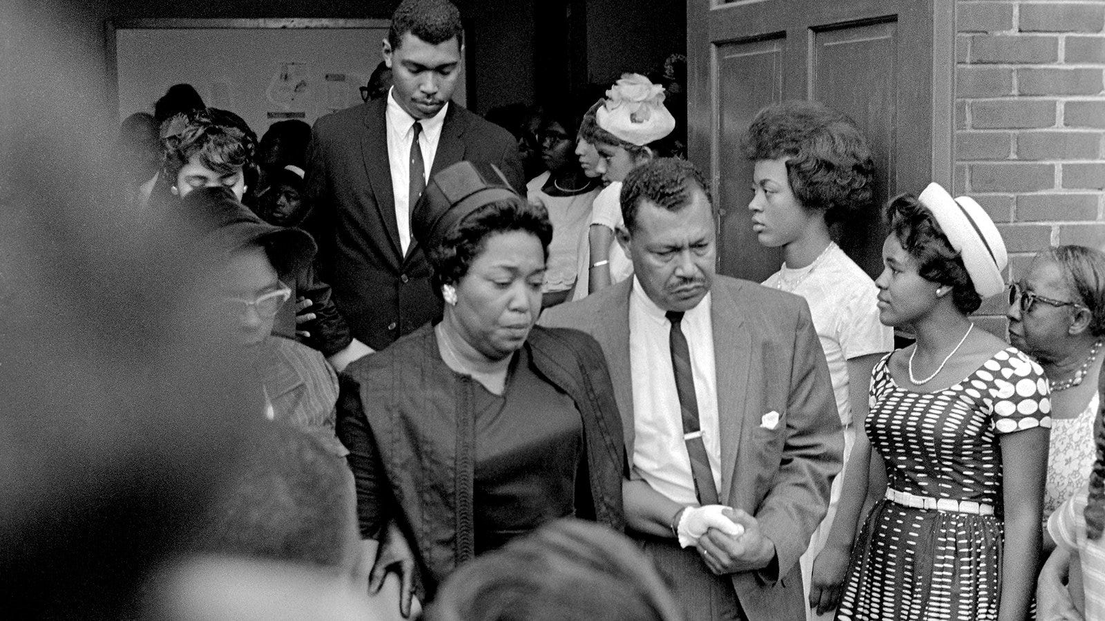 A moment during the funeral of one of the four girls killed in the 16th Street Baptist Church bombing in Birmingham, Alabama, on September 15, 1963.