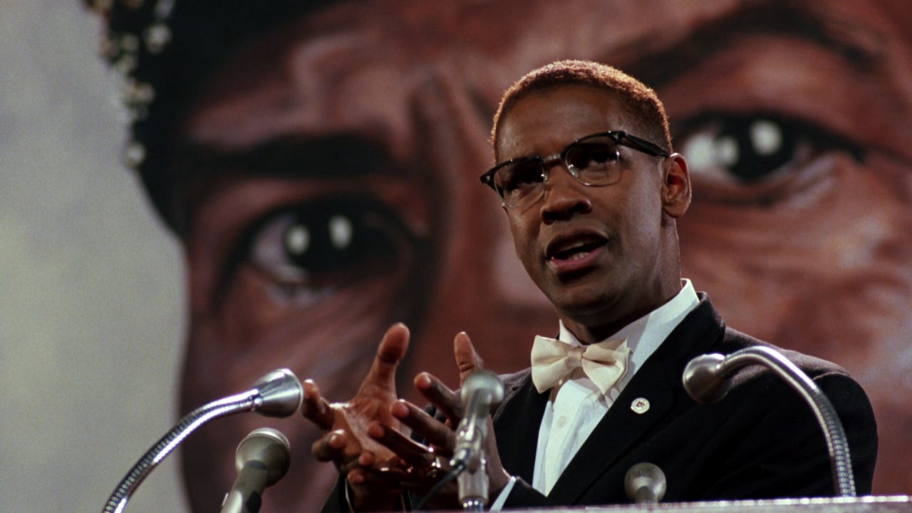Denzel Washington as Malcom X in "Malcolm X."