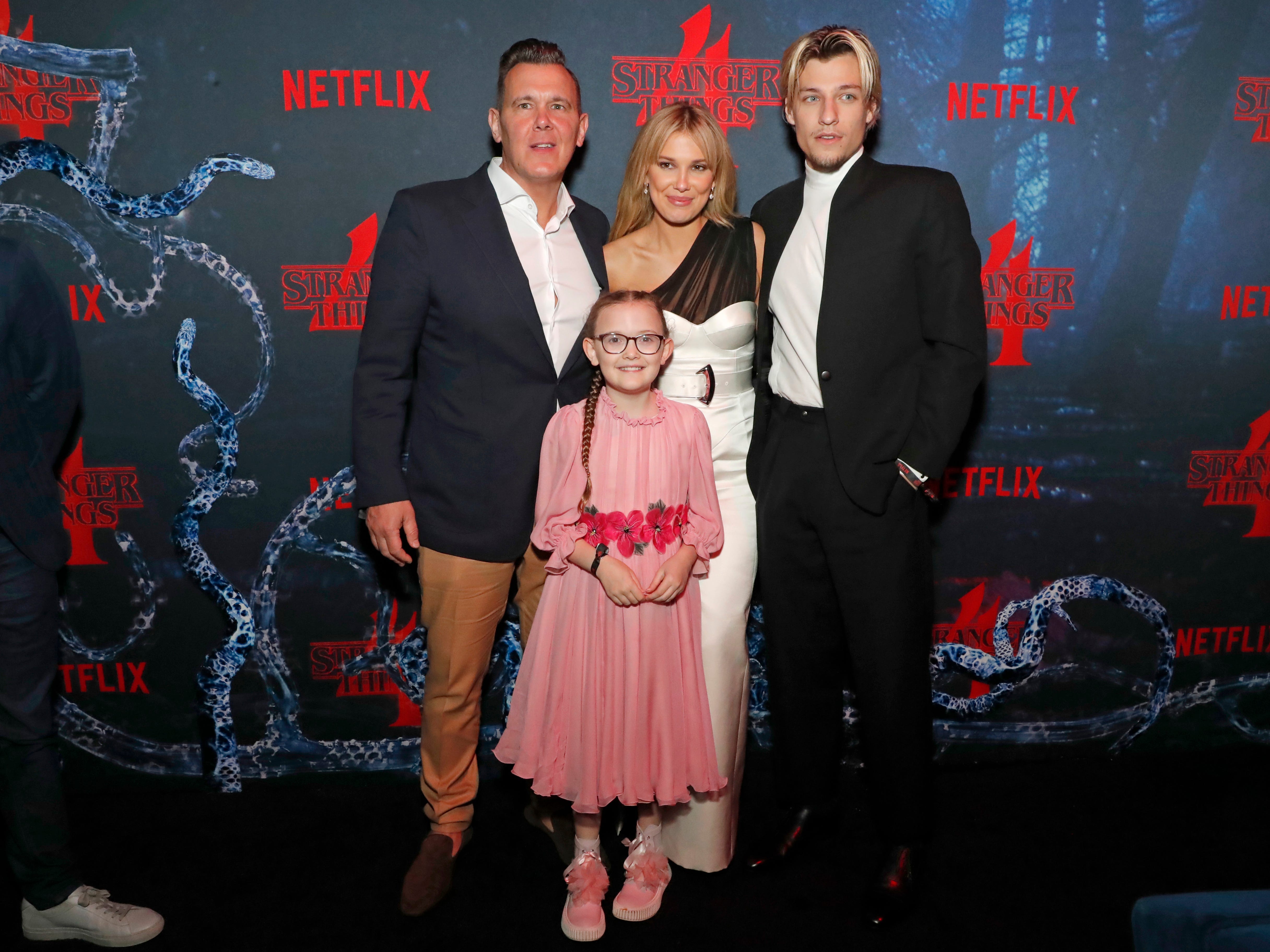 Bobby Brown, Ava Brown, Millie Bobby Brown, Jake Bongiovi attend Netflix's 