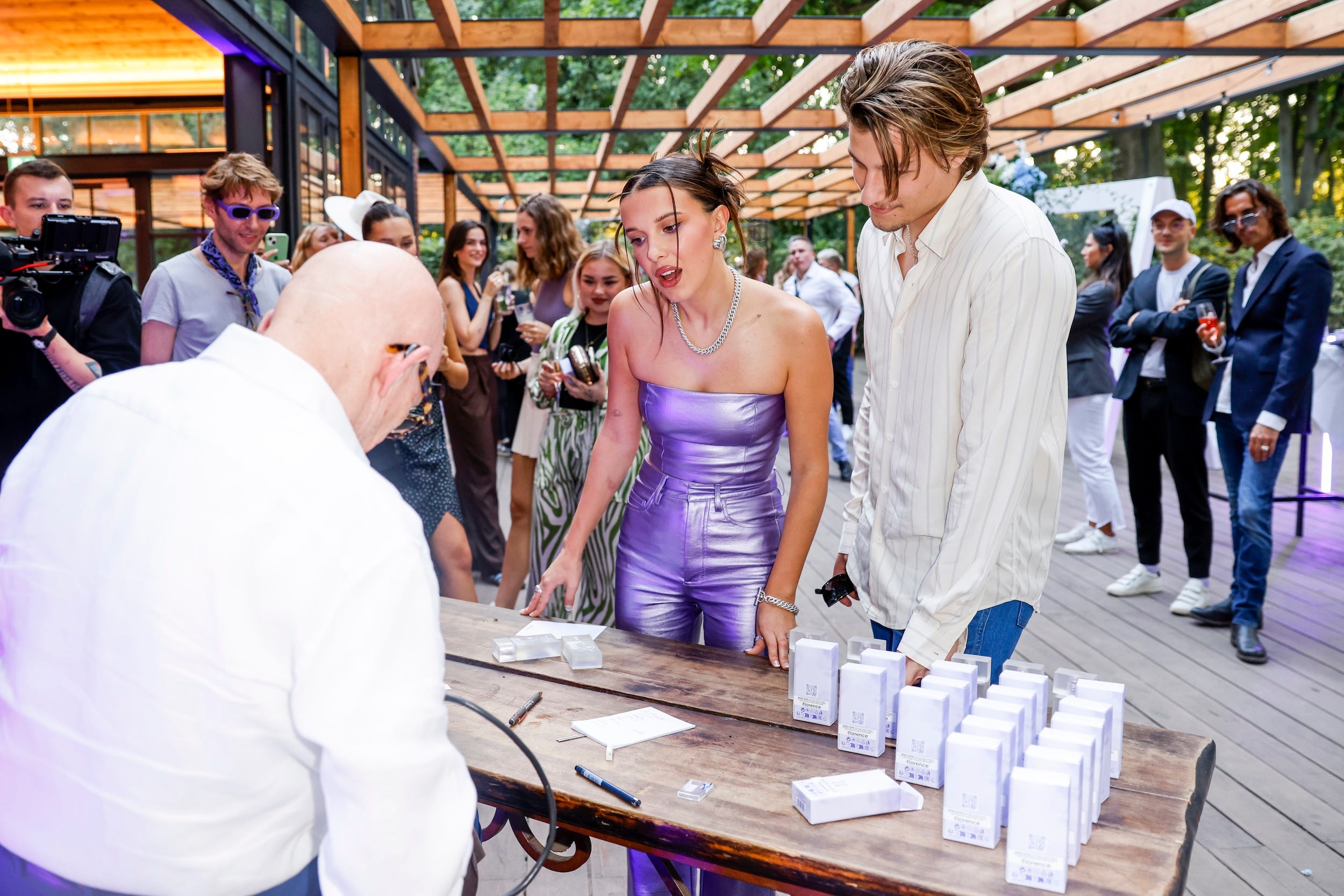Millie Bobby Brown and Jake Bongiovi at a meet-and-greet event in Berlin on September 9, 2023.