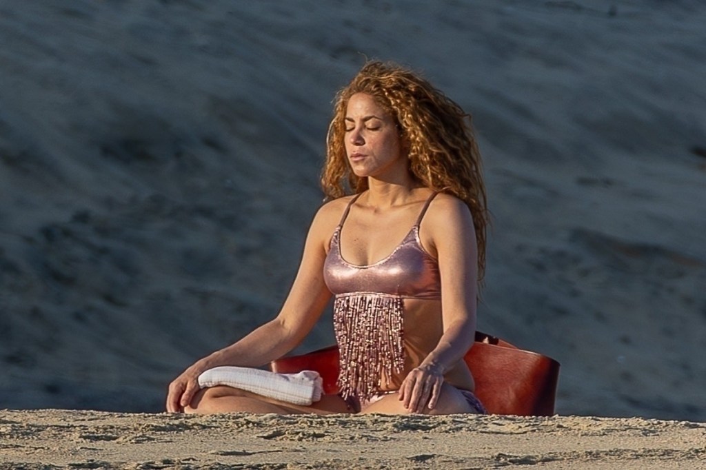 Shakira on the beach in Los Cabos, Mexico Aug. 20. 