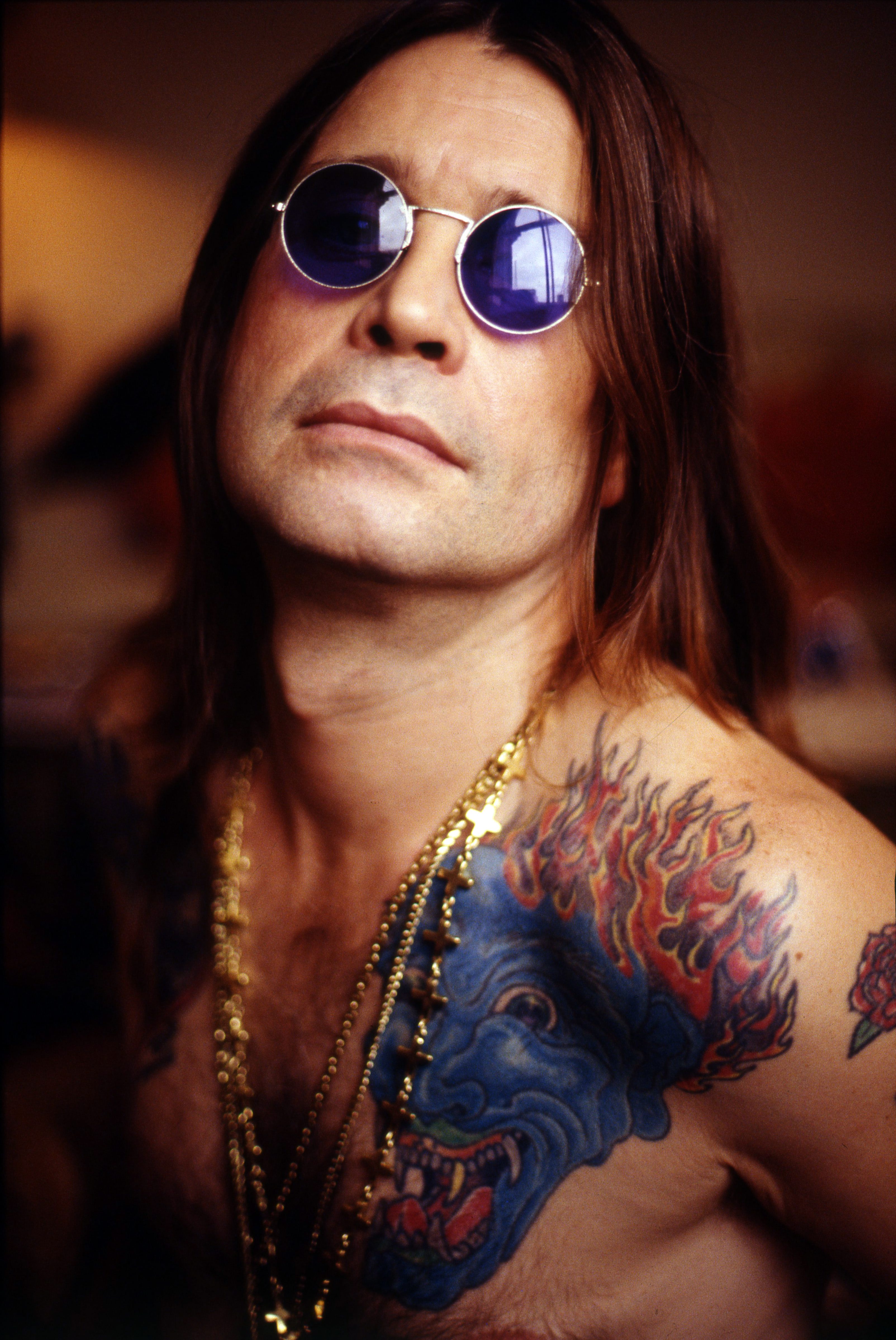 Ozzy Osbourne shirtless. 