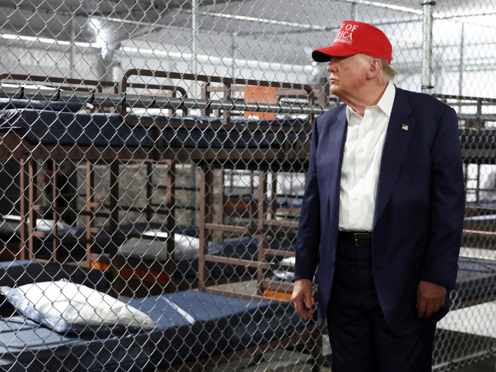 President Trump visiting a migrant detention center.