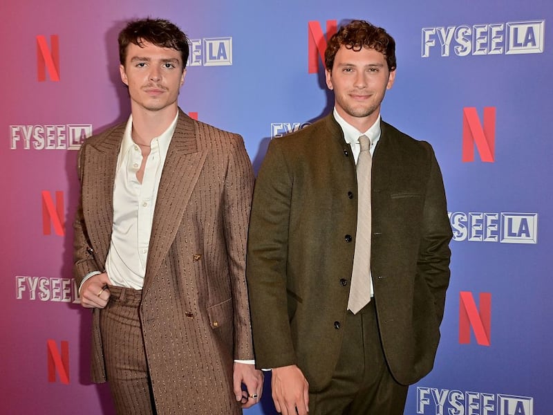 WEST HOLLYWOOD, CALIFORNIA - MAY 20: (L-R) Nicholas Alexander Chavez and Cooper Koch attend the photo call for Netflix's 