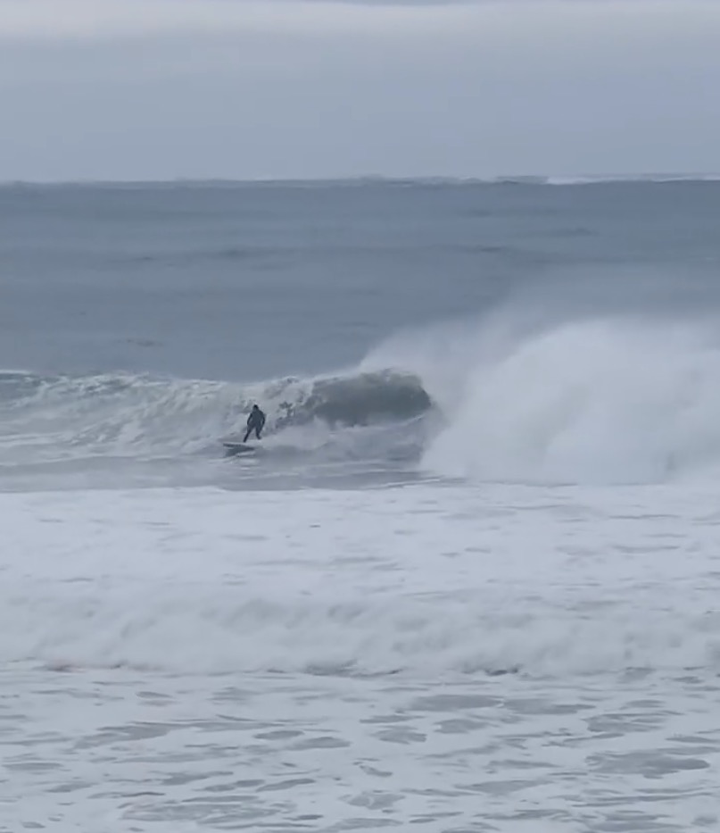 Footage captured the stunning moment 21-year-old surfer Robbie Goodwin rode a huge wave off the coast of Nantucket Island, Massachusetts, on Thursday, Aug. 21.