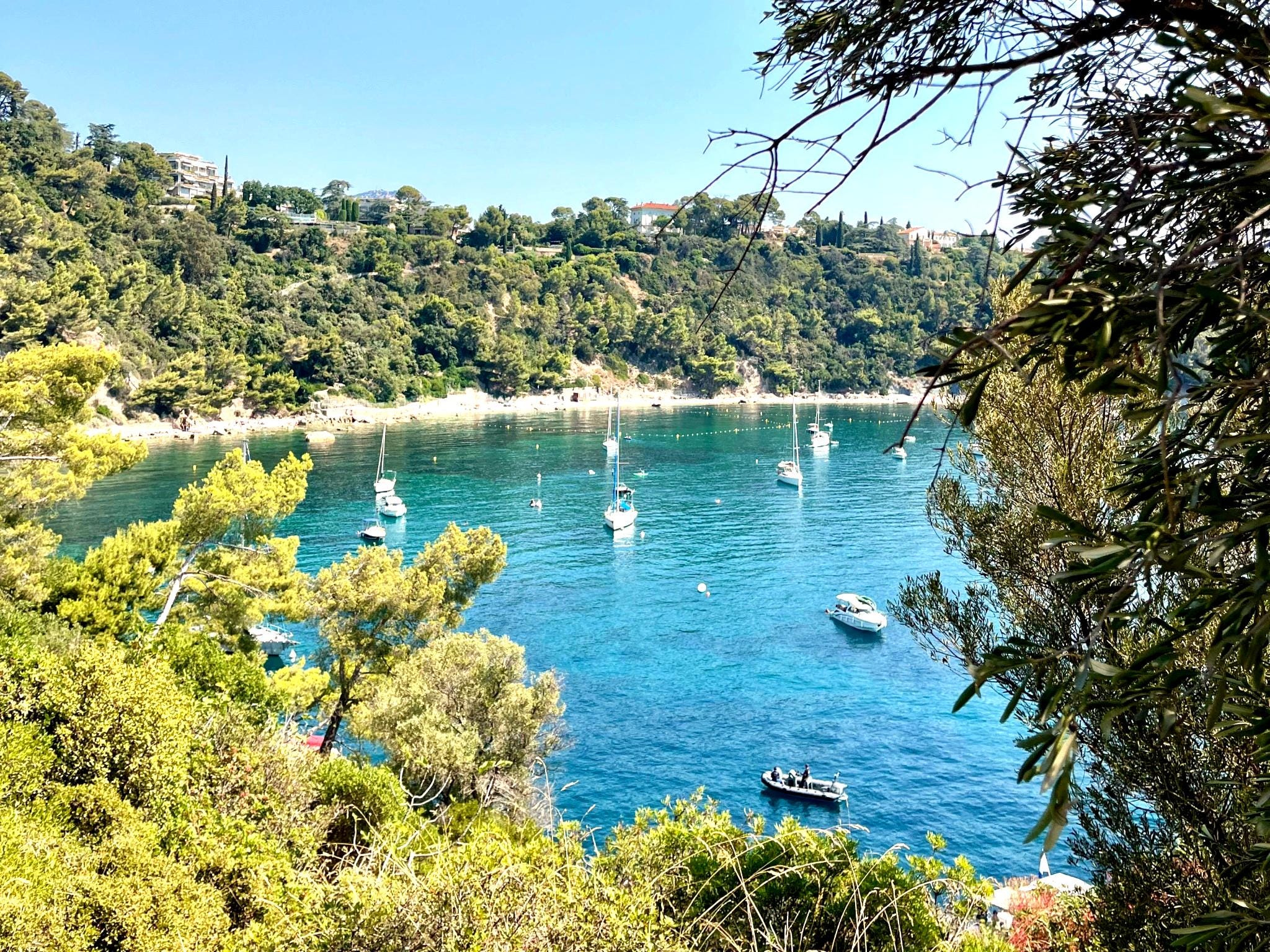 white boats in a blue lagoon in Toulon