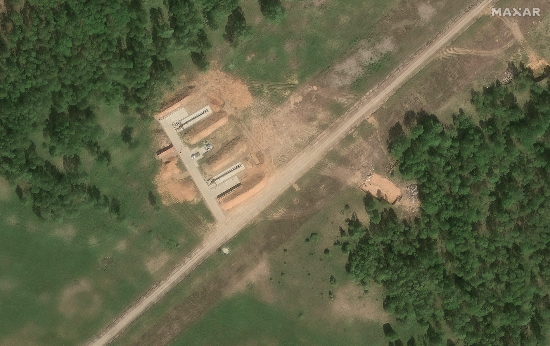 Drone launch positions at a base in Shatalovo, in Russia's Smolensk region, in May 2025.
