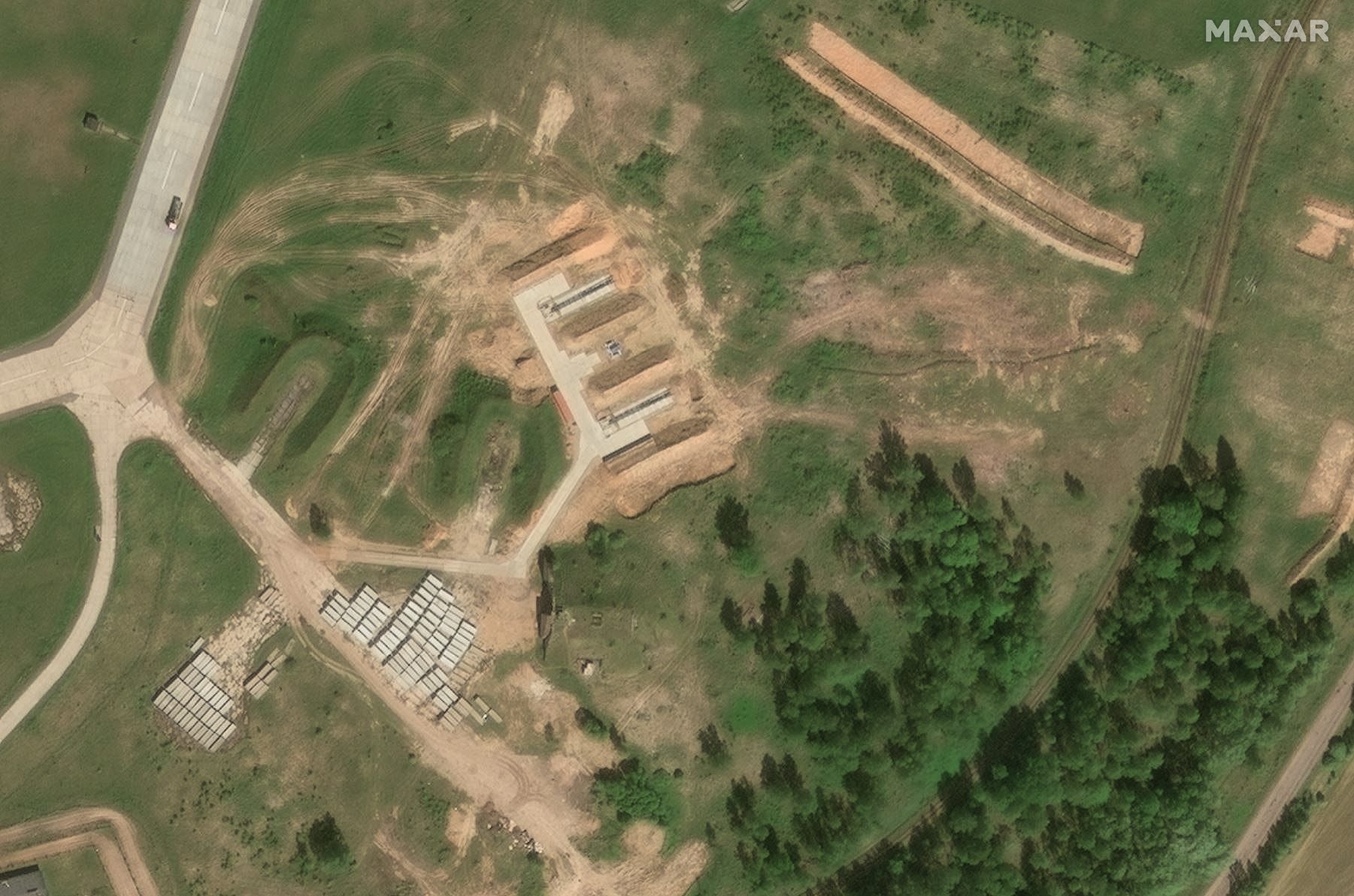 Drone launch positions at the Shatalovo base in Russia's Smolensk region in May 2025.