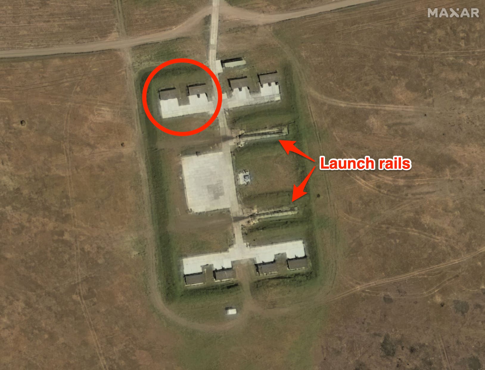 Drone launch sites at the Primorsko-Akhtarsk air base in Russia in August 2025.
