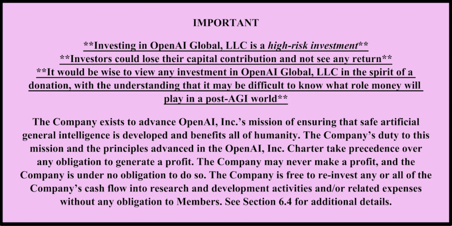 A warning on OpenAI's website