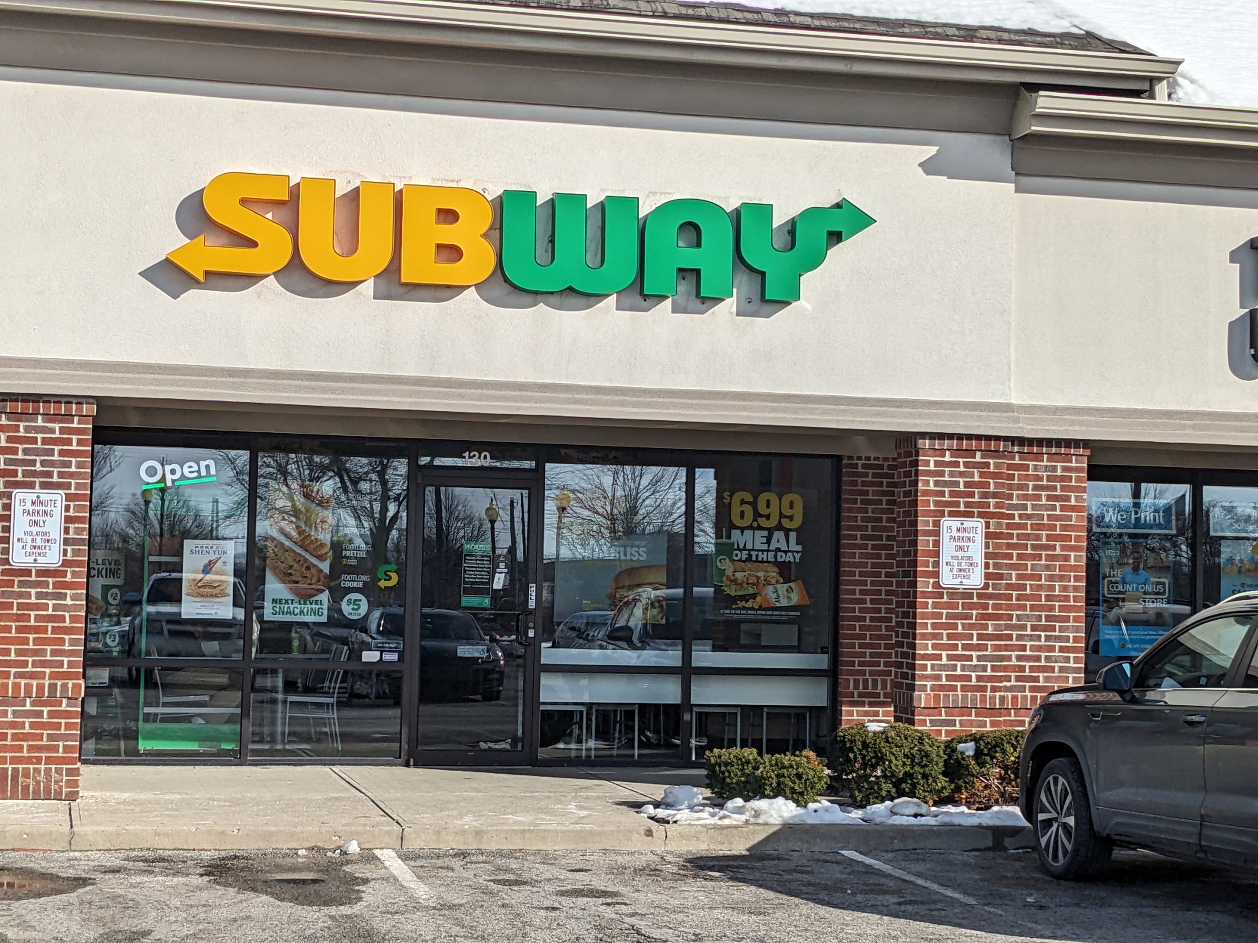 A Subway storefront in Carmel, Indiana.