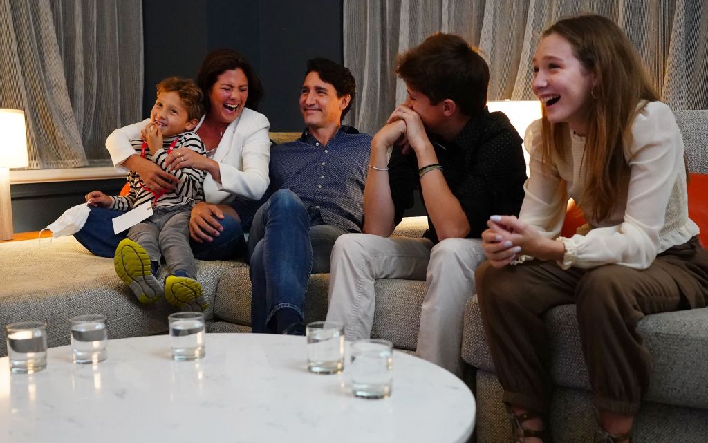 Justin Trudeau with his ex wife and three children 