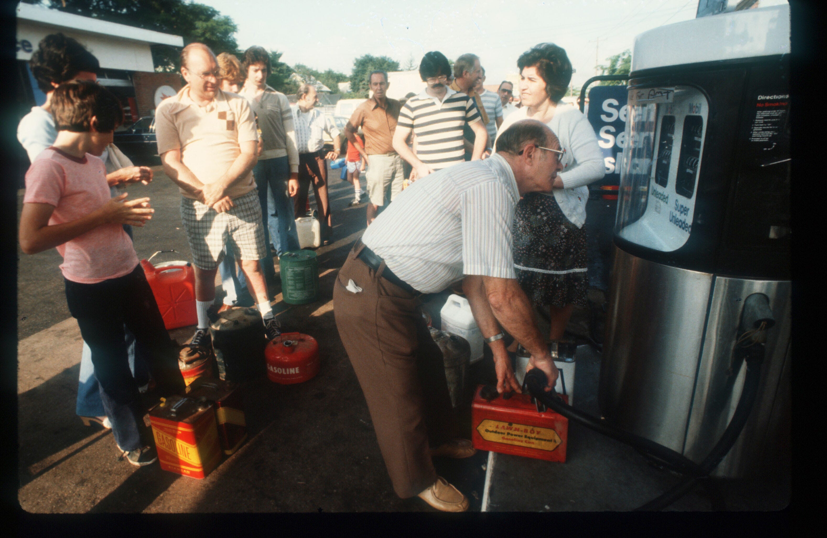 Gas prices spiked in 1977, causing consumers to pump cartons of gas.