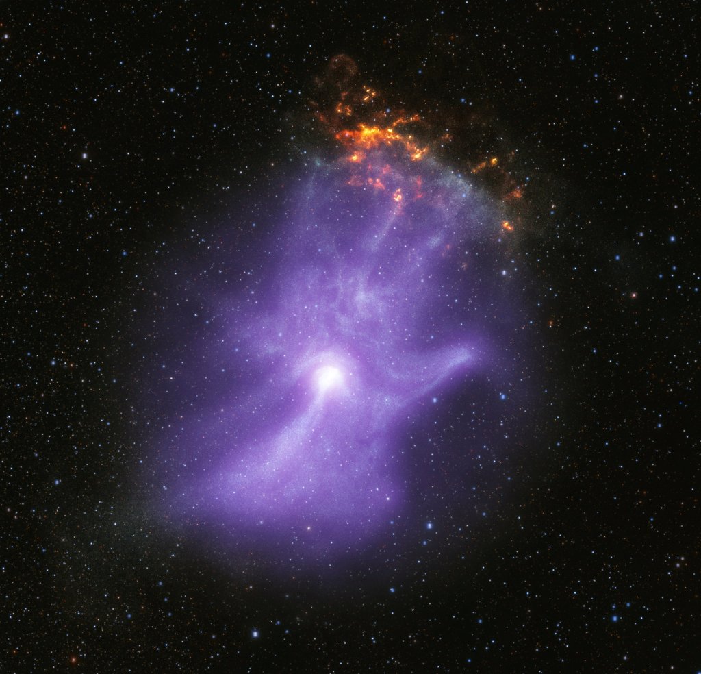 X-ray image of pulsar wind nebula MSH 15-52 resembling a hand.