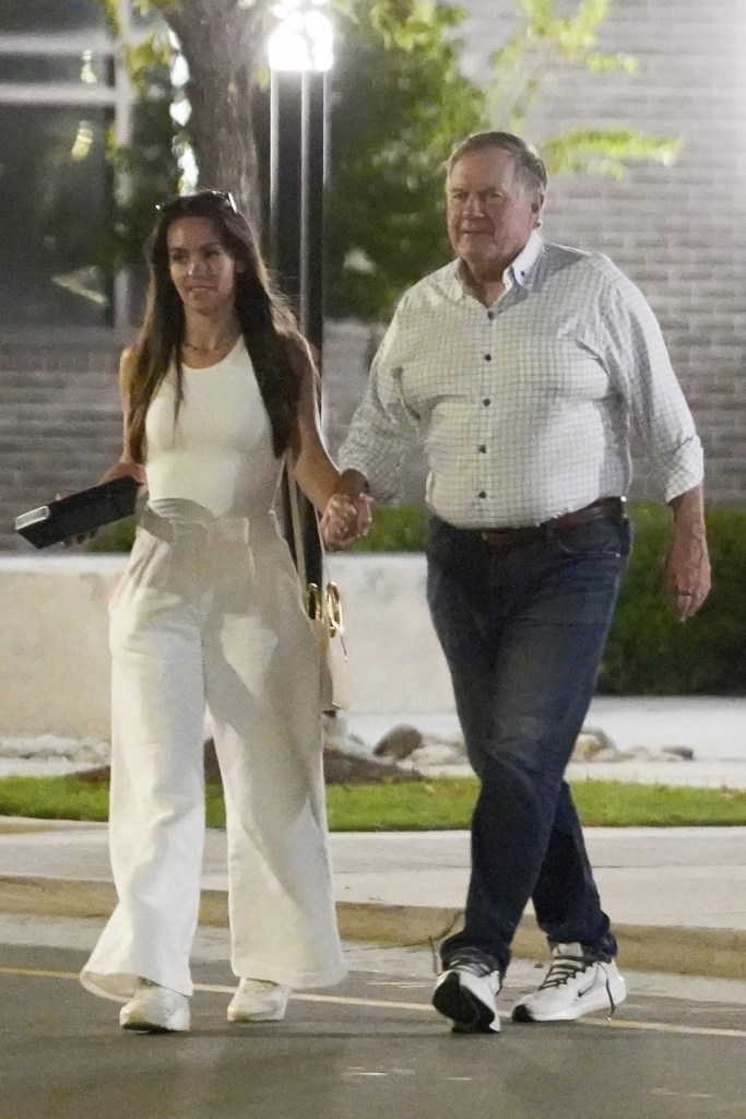 *EXCLUSIVE* Chapel Hill, NC **WEB MUST CALL FOR PRICING** Bill Belichick and Jordon Hudson were all smiles as they held hands in Chapel Hill  marking their first public outing since the headline-making Nantucket drama with his ex, Linda Holliday. The couple enjoyed a dinner date at The Statehouse, where Jordan was seen wearing a ring on that finger, adding fuel to engagement rumors.
