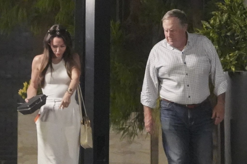 *EXCLUSIVE* Chapel Hill, NC **WEB MUST CALL FOR PRICING** Bill Belichick and Jordon Hudson were all smiles as they held hands in Chapel Hill  marking their first public outing since the headline-making Nantucket drama with his ex, Linda Holliday. The couple enjoyed a dinner date at The Statehouse, where Jordan was seen wearing a ring on that finger, adding fuel to engagement rumors.
