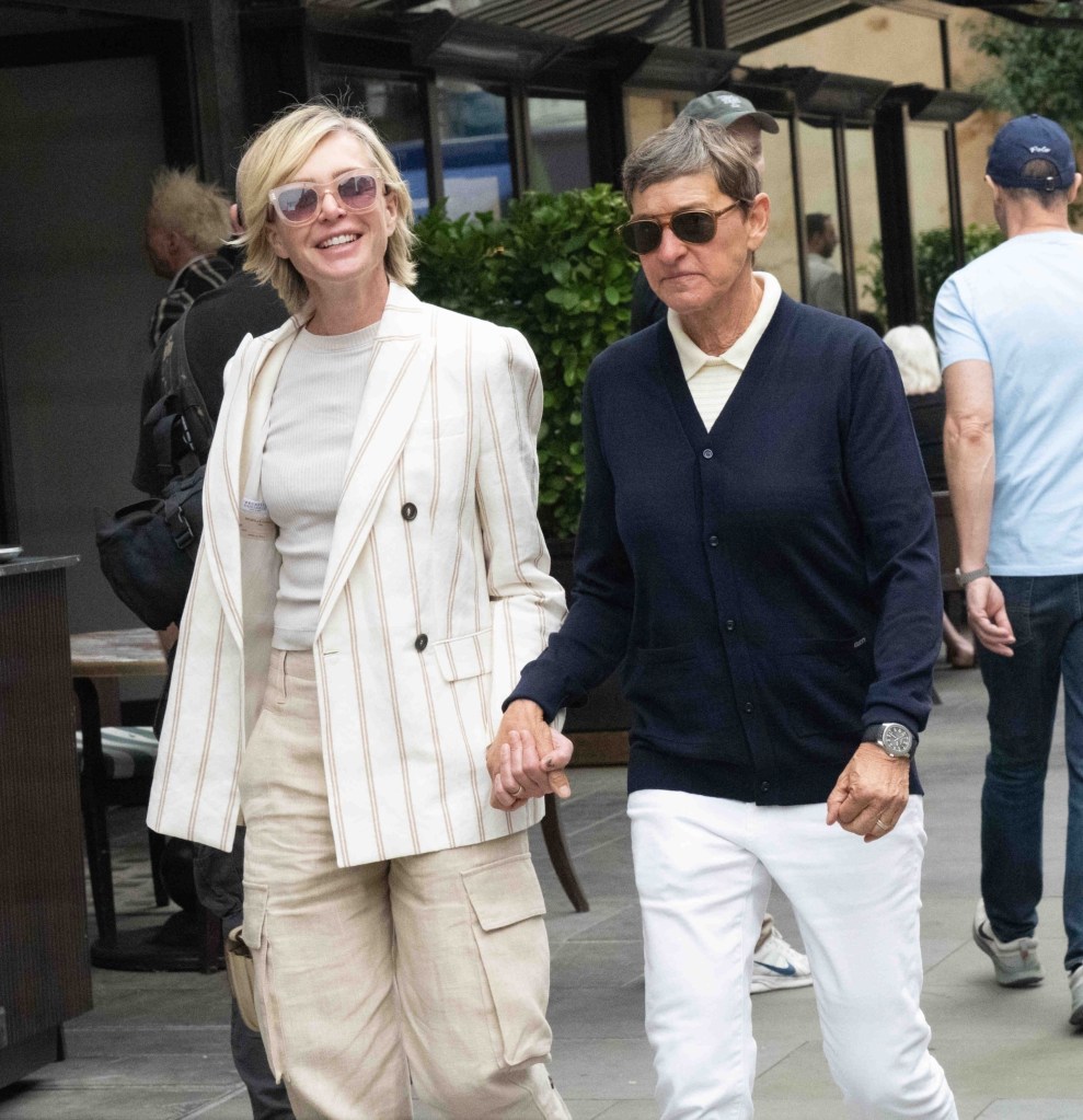 *EXCLUSIVE* London, UNITED KINGDOM Ellen DeGeneres and Portia de Rossi looked more loved up than ever as they strolled hand in hand through Londons Bond Street, appearing to kick off their 17th wedding anniversary celebrations a little early.
