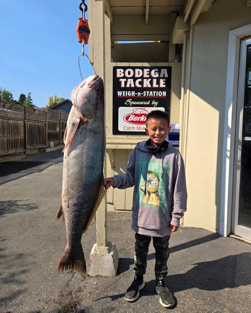 he youngster weighs only about 15 pounds more than his record-breaking fish, making the accomplishment even more impressive.