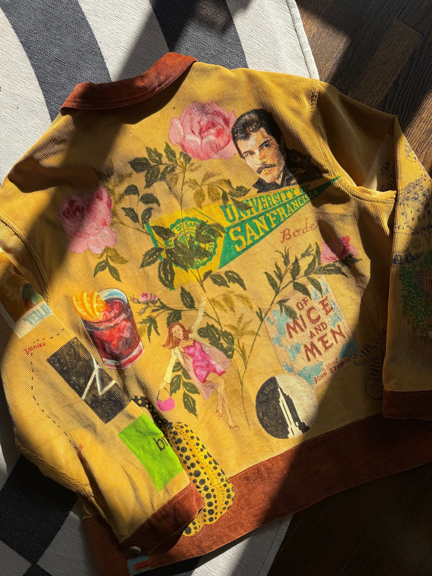 The back of a custom Bode Senior Cord jacket.