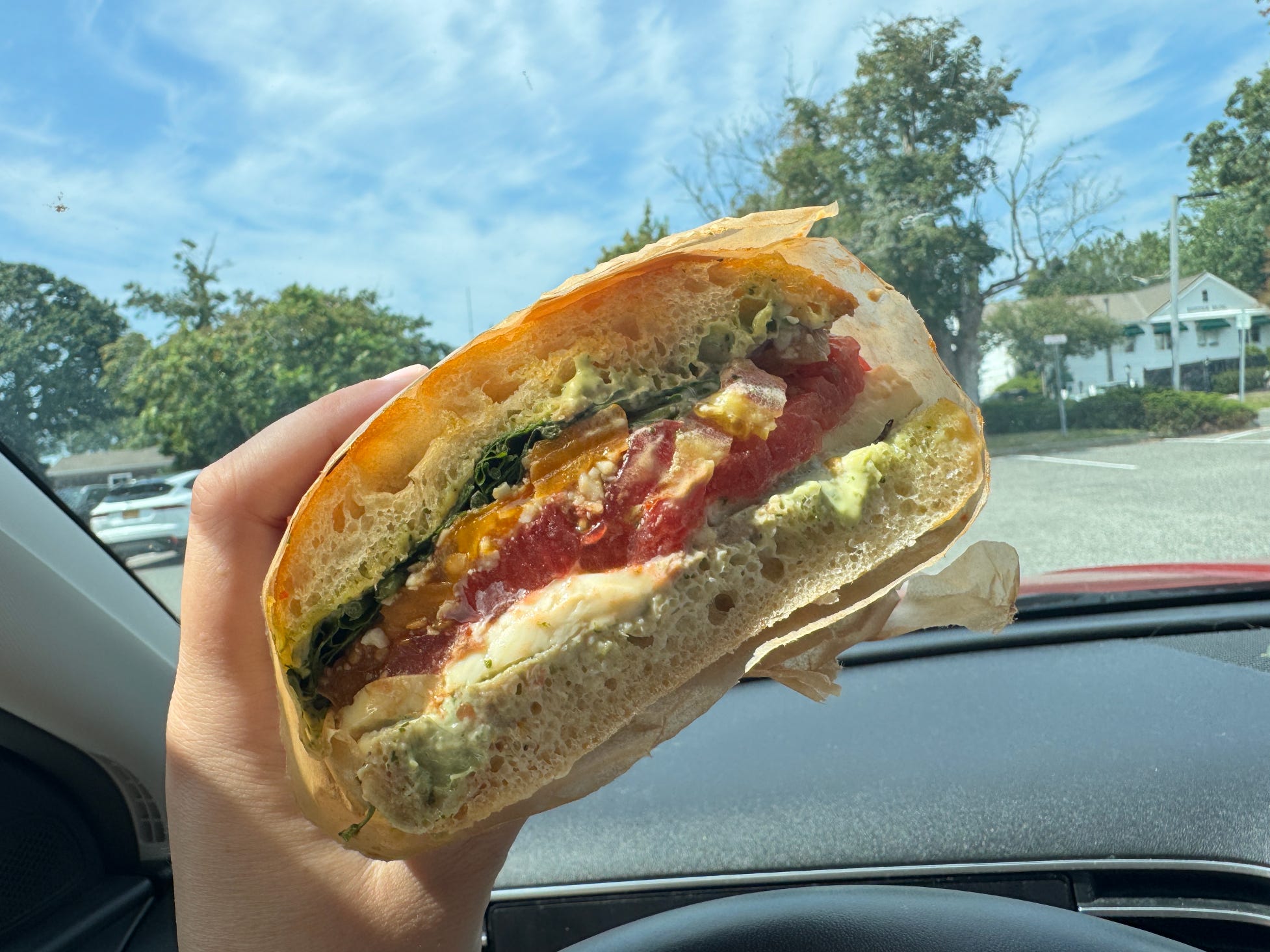 tomoato mozzarella pesto sandwich