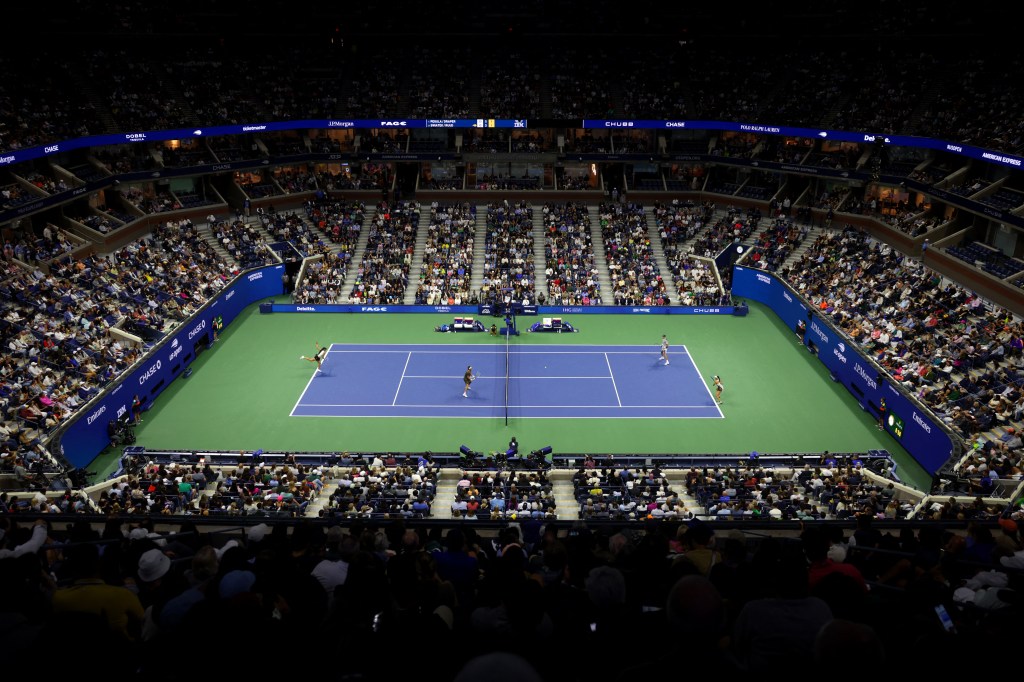 US Open mixed doubles semi-final match in Flushing Queens