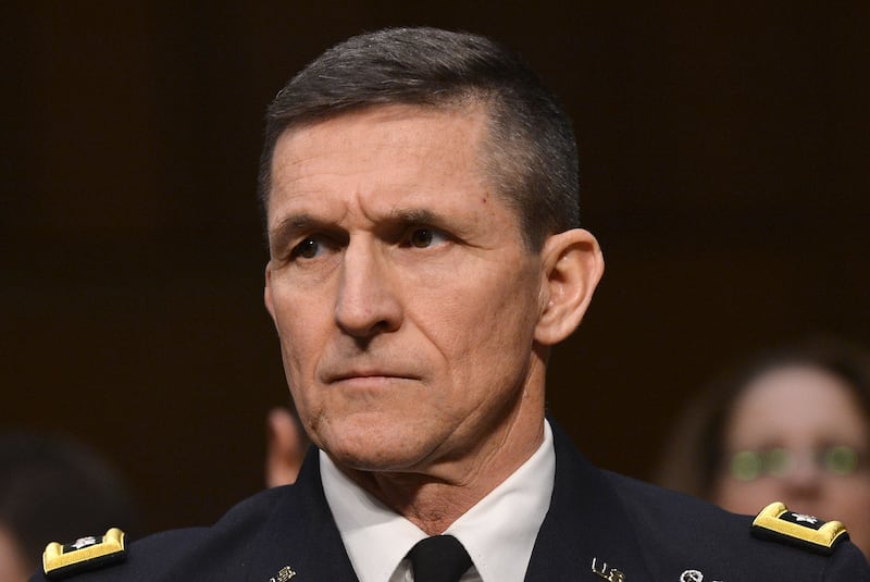 Defense Intelligence Agency Director Lt. Gen. Michael Flynn testifies before a full committee hearing on "Current and Projected National Security Threats to the United States"at the Hart Senate Office Building in Washington, DC, on March 12, 2013. AFP PHOTO/Jewel Samad (Photo by Jewel SAMAD / AFP) (Photo by JEWEL SAMAD/AFP via Getty Images)