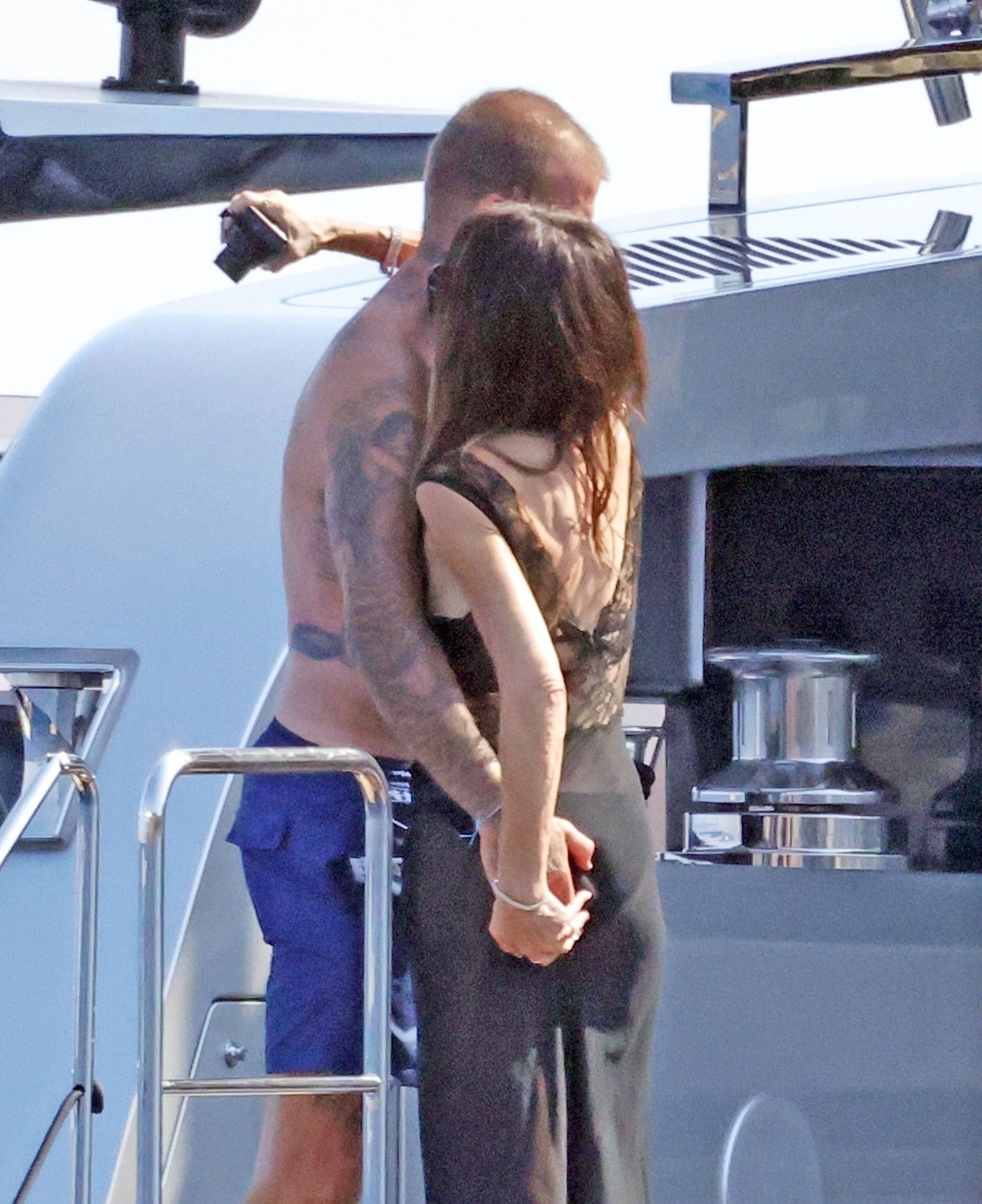 David Beckham and Victoria Beckham on a yacht