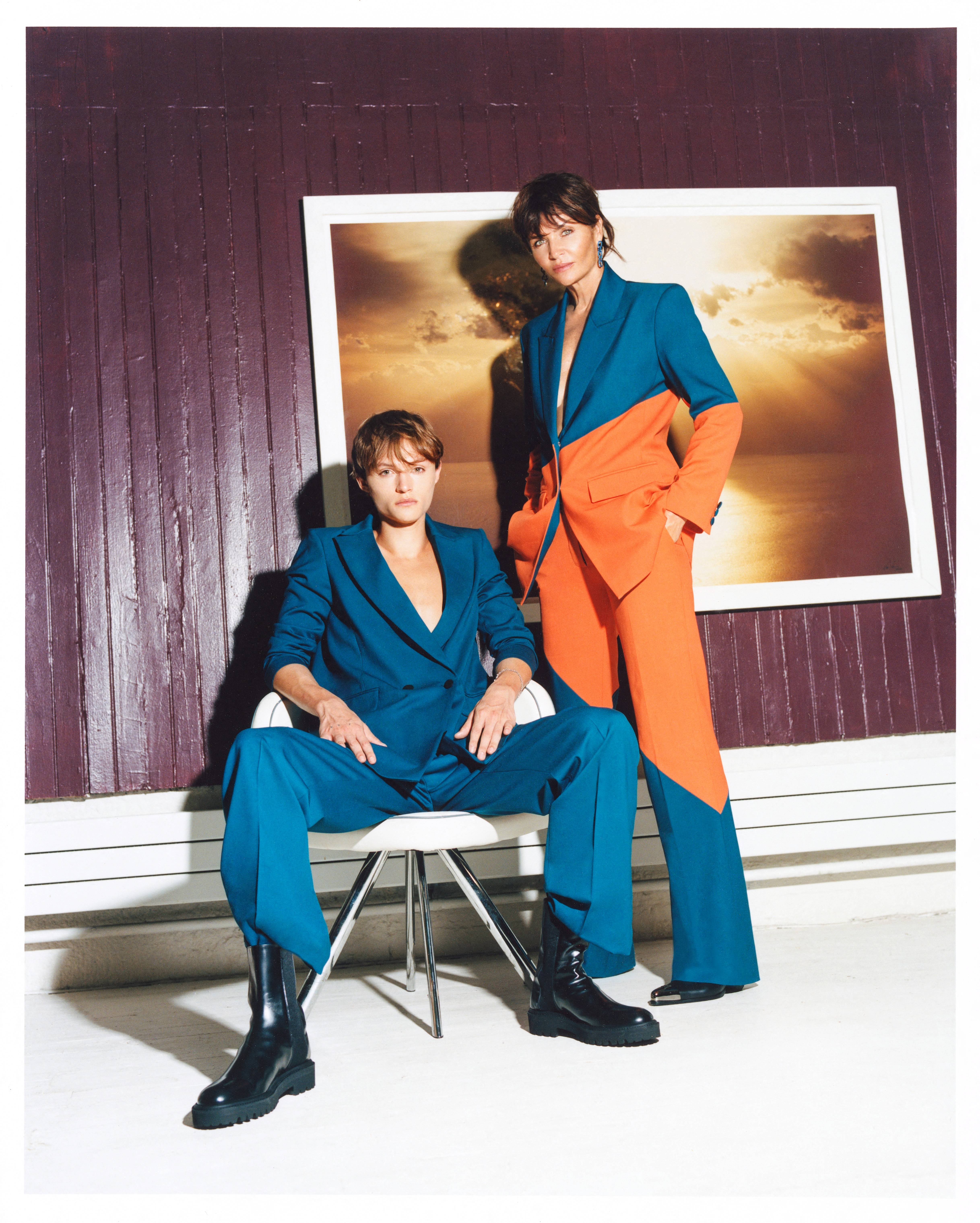Helena Christensen and Mingus in a fashion campaign in 2022.